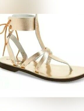 Free People Metallic Gold  Strappy Leather Sandals